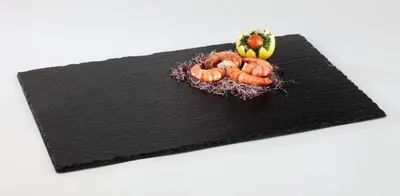Produktbild von Naturschieferplatte GN 1/3, 32,5 x 17,6 cm, Materialstärke 6-9 mm, mit möbelschonenden Füßchen