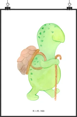 Produktbild von Mr. & Mrs. Panda Bild Schildkröte Wanderer DIN A0 - Weiß - Geschenk, wanddeko, Motivationssprüche, Wanddekoration, Entpannt, Motivationsspruch, Schildkröten, Kunstdruck