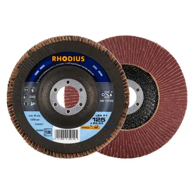 Produktbild von RHODIUS Fächerschleifscheiben Stahl LSA F1 125 x 22,23 mm 10 Stück