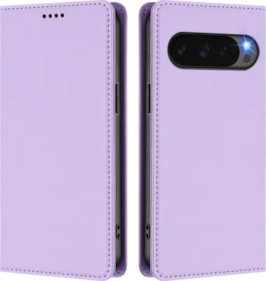 Produktbild von Handyhülle für Google Pixel 9/Pixel 9 Pro/Pixel 10/Pixel 10 Pro, Kunstleder Klapphülle Stoßfeste Magnetische Hülle mit Ständer Violett