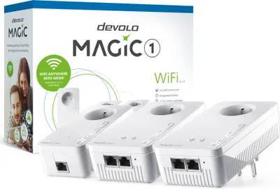 Image de Devolo Magic 1 WiFi, 1200 Mbps, IEEE 802.11a, IEEE 802.11ac, IEEE 802.11b, IEEE 802.11g, IEEE 802.11n, IEEE 802.1p, IEEE 802.3,..., Gigabit Ethernet, 10,100,1000 Mbps, 10BASE-T, 100BASE-TX, 1000BASE-T, Wi-Fi 5 (802.11ac)