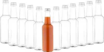 Produktbild von 12er Set Trinkflaschen 250 ml + Schraubverschluss Essig & Öl Sirup Most Bier Likör Saft Wein