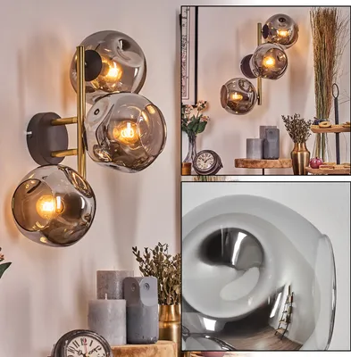 Produktbild von Villamare Wandlampe aus Metall/Glas in Schwarz/Gold-/Rauchfarben