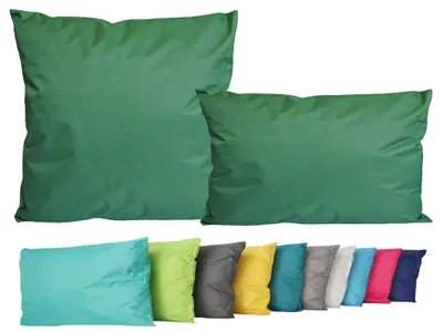 Produktbild von 2er Set Outdoor Lounge Kissen Set 45x45cm + 30x50cm Dekokissen Inkl. Füllung Wasserfest Sitzkissen Garten Lotus Effekt, Farbe:Dunkelgrün