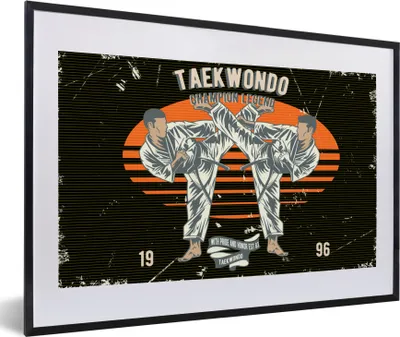 Produktbild von MuchoWow® MuchoWow® Gerahmtes Poster Jahrgang - Sport - Taekwondo 60x40 cm - Poster mit zchwarzem Bilderrahmen - Schlafzimmer - Plakat in Rahmen - Drucken