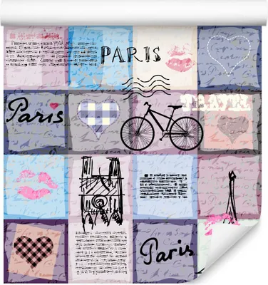 Produktbild von 10m VLIES TAPETE Rolle Paris Stadt Abstrakt Eiffelturm Fahrrad Herzen XXL