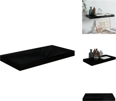 Image de vidaXL Étagère suspendue noir brillant 50x23x3,8 cm MDF - Étagères murales