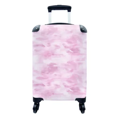 Produktbild von MuchoWow® Koffer Handgepäck Trolley Rollkoffer Kleine Reisekoffer mit 4 Rollen - Muster - Aquarell - Rosa - Cabin Size < 55x40x23 cm & 55x40x20 cm - Fotokoffer - Kabinenkoffer - Boardgepäck - Reise-Box - Reisekoffer - Reisegepäck - Koffer mit Bild - Trolley für Kinder