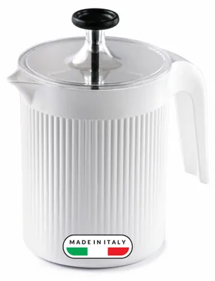 Productafbeelding van Snips Montalatte Handmatige Melkschuimer, Wit, 0,50 liter, BPA-vrij, Italy. Keukenaccessoire