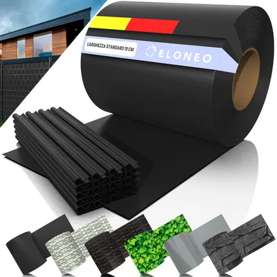 Immagine prodotto di ELONEO Strisce di protezione in PVC per recinzioni a doppia barra, 1 rotolo, 35 m x 19 cm, grigio scuro