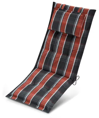 Produktbild von Beautissu Premium Hochlehnerauflage 120x50x7cm, Grau-Oranage-Weiß-Kariert