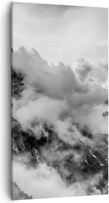 Produktbild von Bild auf Leinwand - Leinwandbild - Berge Nebel Gipfel - 55x100cm - Wand Bild - Wanddeko - Leinwanddruck - Bilder - Kunstdruck - Wanddekoration - Leinwand bilder - Wandkunst - PA55x100-3664