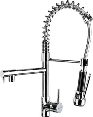 Produktbild von Spültischarmatur mit 2 Wasserhähnen & abnehmbarer Brause - grau