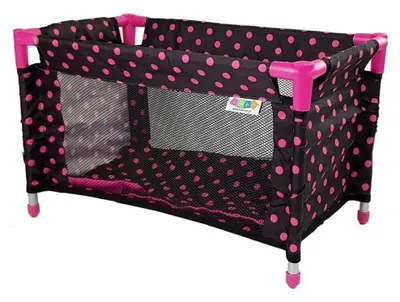 Produktbild von LEAN Toys 7701 Alice-Puppenbett 52,5 x 30,5 cm, schwarz-rosa