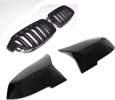Produktbild von Kühlergrill Sportgrill Grill Gitter + Spiegelkappen Außenspiegel in Schwarz