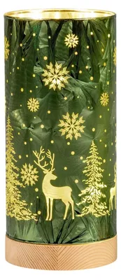 Produktbild von formano LED Deko Licht Weihnachten Winterwald 20 cm Leuchtglas Frosty Grün