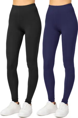 Produktbild von Merry Style 2er Pack Viskose Damen Leggings Lang Hose MS10-143 (Schwarz/Marineblau, L)