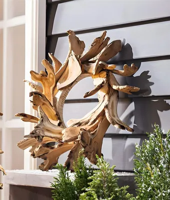 Produktbild von Dekokranz "Holzscheiben" Türkranz Ø 50 cm groß, Wandkranz, Tischkranz, Holzkranz