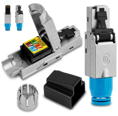 Produktbild von Netzwerk Stecker 4x Cat 8 CAT8.1 Netzwerkstecker RJ45 werkzeuglos Metall 2000MHz