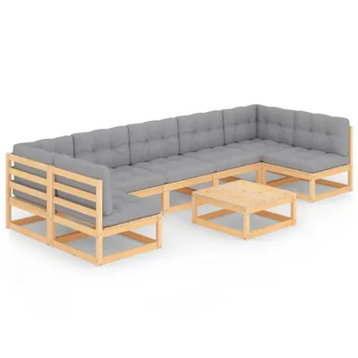 Produktbild von vidaXL 8-tlg. Garten-Lounge-Set mit Kissen Massivholz Kiefer