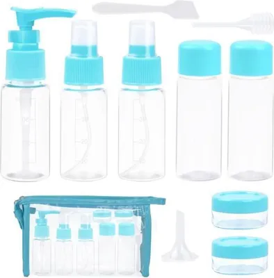Produktbild von 10 Reiseflaschen, transparente, leere Reiseflaschen für flüssige Kosmetik mit Aufbewahrungsbeuteln