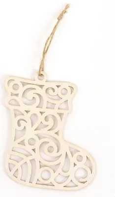 Image de Décoration de Noël en bois - Chaussette ajourée