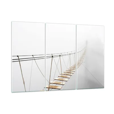 Produktbild von Bilder auf glas - 3 Teile - Brücke ausgesetzt Nebel - 165x110cm - Glasbilder - Wandbilder - Bilder - zum Aufhängen bereit - Wanddekoration aus Glas - Glas Bilder - Wandbild auf Glas - GCE165x110-5018