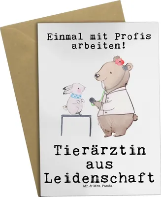 Produktbild von Mr. & Mrs. Panda Glückwunschkarte Tierärztin Leidenschaft - Weiß - Geschenk, einladungskarten, dankeskarten, hochzeitskarten, glückwunschkarten, genesungskarte