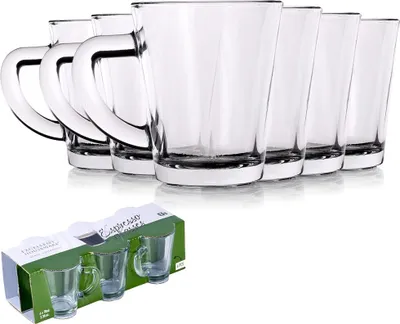Obrázek produktu pro Sklenice na espresso Sklenice s uchem Skleněný pohár 70 ml sada 6 kusů