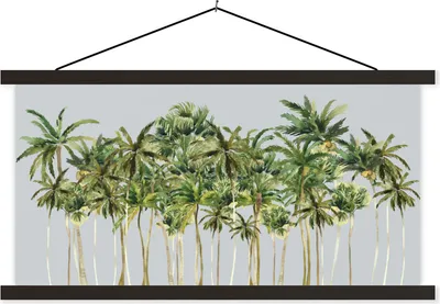 Produktbild von MuchoWow® Textilposter Dschungel - Grün - Palme 60x30 cm mit schwarzem Rahmen - Textilien