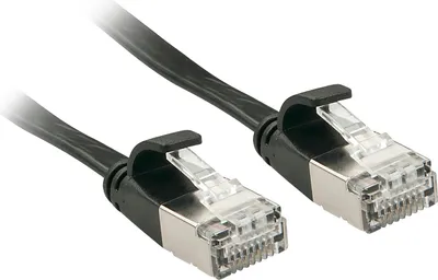 Image de Câble patch LINDY Cat6A U/FTP plat noir 1.00m