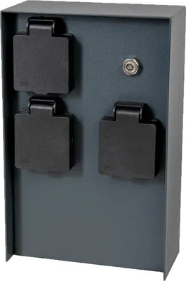Produktbild von Grafner Edelstahl Design Gartensteckdose Dämmerungssensor, 3 Steckdosen, IP44, eckig, anthrazit, KEIN ROST – Pulverbeschichtung, Energiesäule Mehrfach Metall Außen Steckdose schwarz Helligkeitssensor