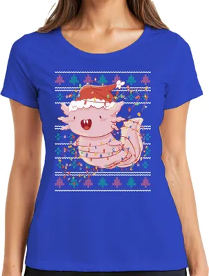 Produktbild von Axolotl Weihnachtsoutfit - Ugly Christmas Sweater Weihnachten Weihnachtsgeschenk Damen T-Shirt, Blau, S