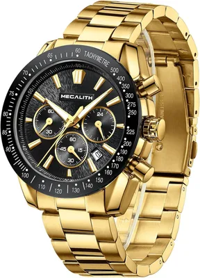 Produktbild von Vintage Chronograph Armbanduhr für Herren, Edelstahl, Analog Quarz, Wasserdicht, mit Datum, Business Uhr, Perfektes Geschenk für Männer, Stilvolle