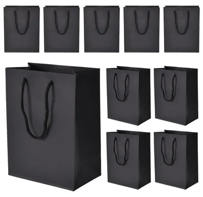 Image de Lot de 10 sacs cadeaux en papier kraft réutilisables avec des poignées