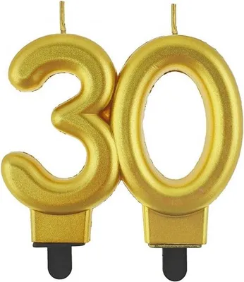 Image de Bougie élégante numéro 30 en or métallisé - L'accent parfait pour votre anniversaire ! Subtilité et scintillement en un, créez une atmosphère unique !
