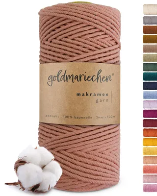 Produktbild von Makramee Garn (Rosenholz) 3mm x 100m - 100% Baumwolle - Makrameegarn Baumwollgarn für DIY-Deko Wandbehang, Blumenampel, Vorhang, Traumfänger