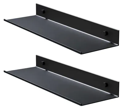 Produktbild von Wandregal 40 cm Metall Schwarz 2er Set Duschablage ohne Bohren