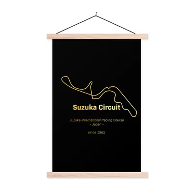 Produktbild von MuchoWow® Textilposter Rennstrecke - Formel 1 - Suzuka 120x180 cm mit holzfarbenen Rahmen - Textil-Plakat