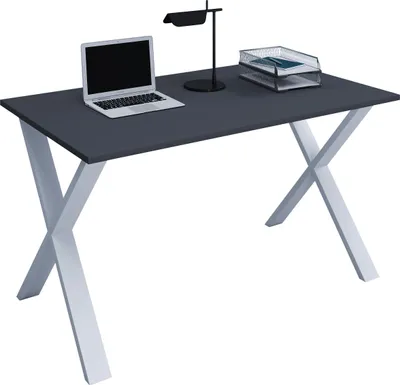 Produktbild von VCM Holz Schreibtisch | H. 76 x B. 80 x T. 50 cm | Computertisch schlicht | Füße aus hochwertigem Metall | Arbeitstisch | Büromöbel - Lona U