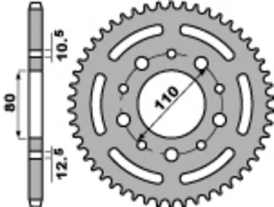 Immagine prodotto di Pignone posteriore in acciaio standard PBR 4350 - 525