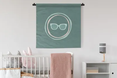 Produktbild von MuchoWow® Wandteppich Wandbehang Sommer - Sonnenbrille - Blau 90x90 cm Tapisserie Dekoration Wandtuch - Wandaufhänger