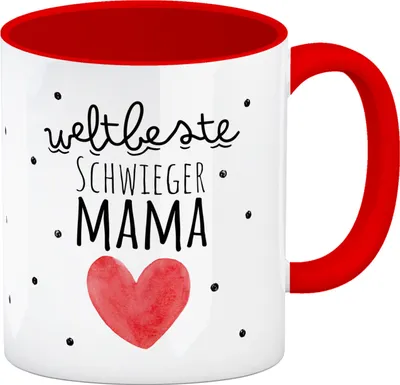 Produktbild von Schwiegermutter Kaffeebecher in rot mit Spruch Weltbeste Schwiegermama