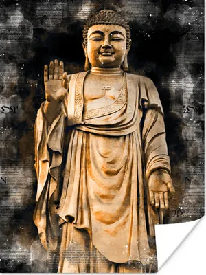 Produktbild von MuchoWow® Poster Buddha - Gold - Statue 120x160 cm - Wandbilder