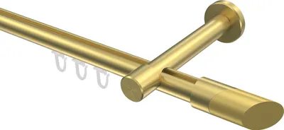 Produktbild von Interdeco Innenlaufstange / Gardinenstange mit Innenlauf Messing-Optik, Typ Prestige Verano (Schräge Bicolor), 20 mm Ø 1-läufig, 200 cm
