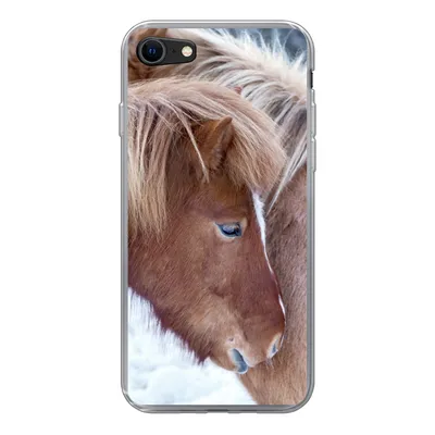 Produktbild von MuchoWow® Handyhülle Schutzhülle Hülle für iPhone 8 Pferde - Fohlen - Schnee Silikon Softcase Handy Hülle - Schutzhaube