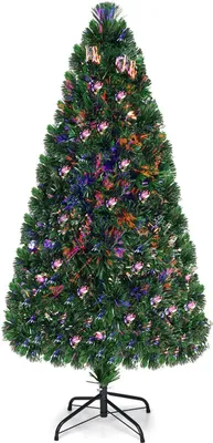 Produktbild von COSTWAY Weihnachtsbaum Kuenstlicher Tannenbaum Christbaum beleuchtet 150cm Gruen mit Glasfaser-Farbwechsler