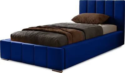 Produktbild von Polsterbett Nero 90x200 cm, Bett mit Kopfteil, Doppelbett mit Bettkasten , Lattenrost und Matratze aus Holz, Velourstoff:  Dunkelblau