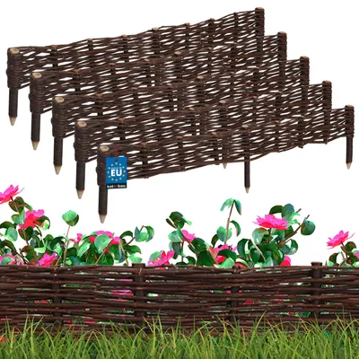 Produktbild von KOTARBAU® Sada 5 vrbových obrub na záhony 100 x 10 cm Zahradní proutěné obruby pro květiny a zeleninu Obruby na trávník
