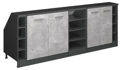 Produktbild von Küchenschrank für Dachschrägen Vicco R-Line Beton 210 cm 5er Set Schrankkorpuss 60 cm Tiefe, Model 60415